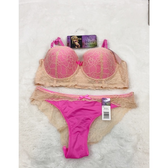Hers by Herman Set of Bra & Panty Lace Pink Cream - Picture 2 of 5